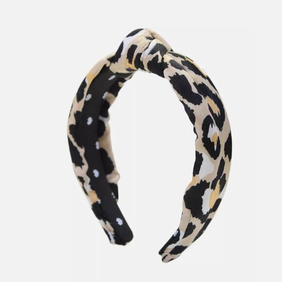 RARE Lele Sadoughi Timeless Chic Knotted Leopard Silk Headband NWOT - Picture 3 of 6